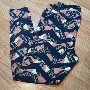 LuLaRoe Tall and Curvy‎ Leggings Navy Pink Geometric Print